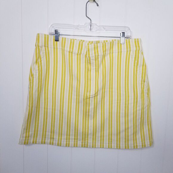 LOFT Skirt Women's Size 14 Striped Yellow White Pockets New - Picture 1 of 9